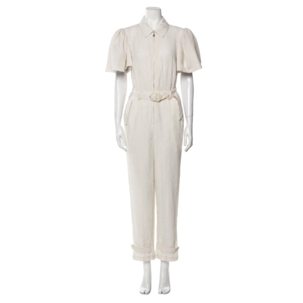 Jonathan Simkhai Cream Jumpsuit with Belted Waist